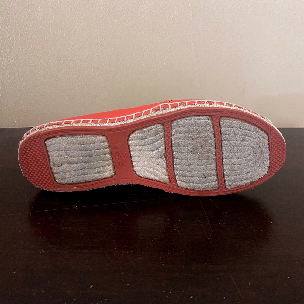Coach Rhodelle Orange Leather Espadrille Flats Gold Logo Womens 7.5B A8424 - Picture 7 of 8